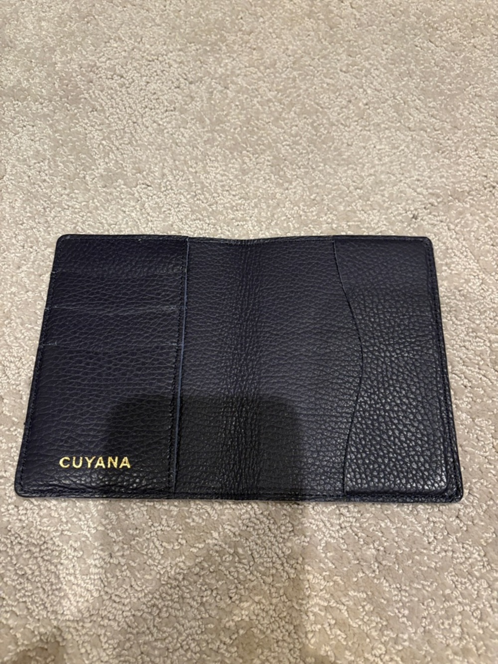 Cuyana Black Pebbled Leather Passport Sleeve